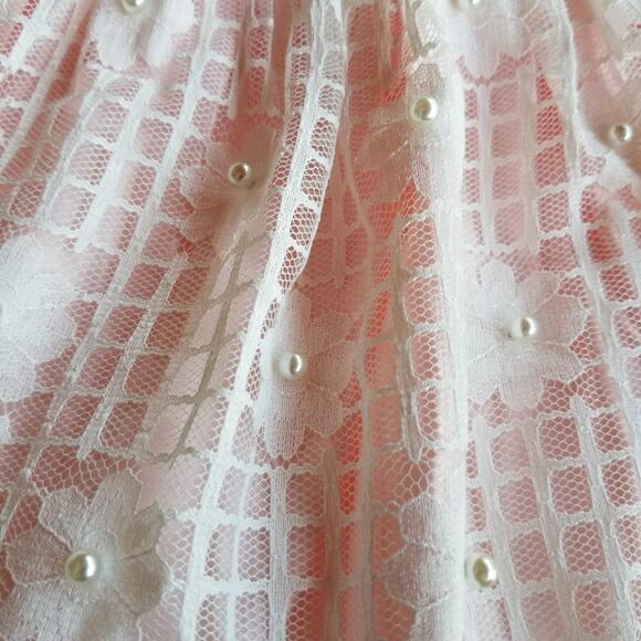 American Princess dress 6 months lacy pale pink with faux pearls - Picture 5 of 7